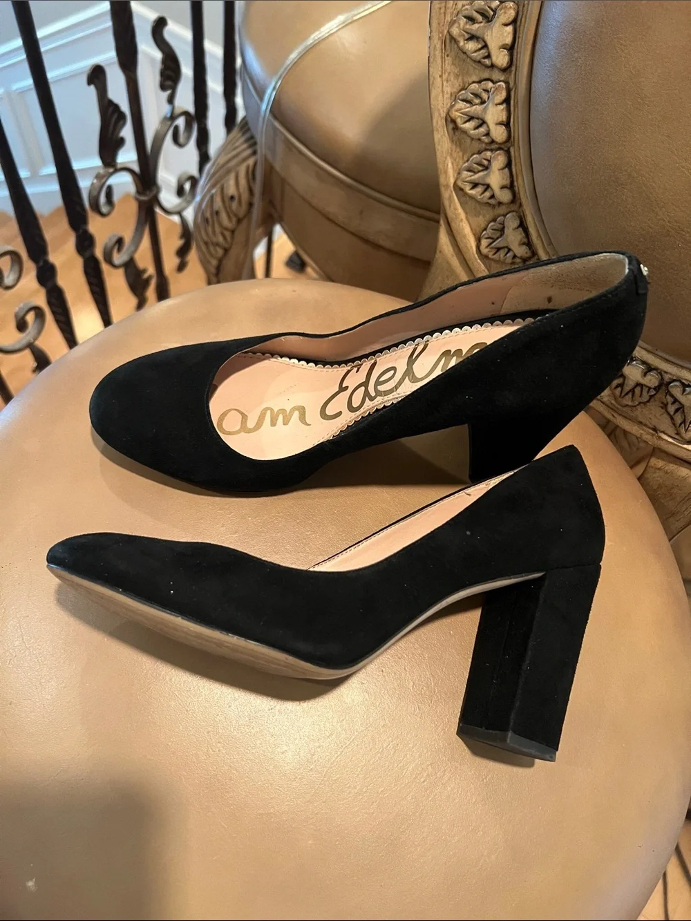 Sam Edelman Black Suede Rounded Toe Pump